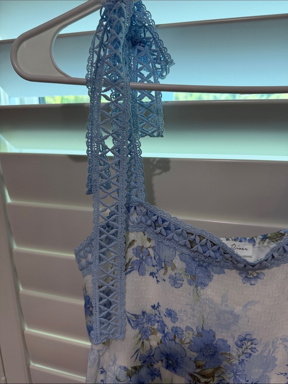 Blue Floral Crochet-Trim Maxi Dress - Picture 3 of 4